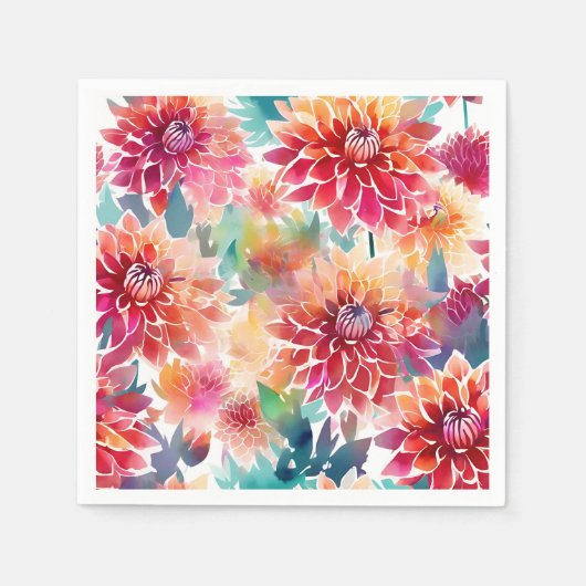 水鮮やか色ダリア スタンダードカクテルナプキン (正面)