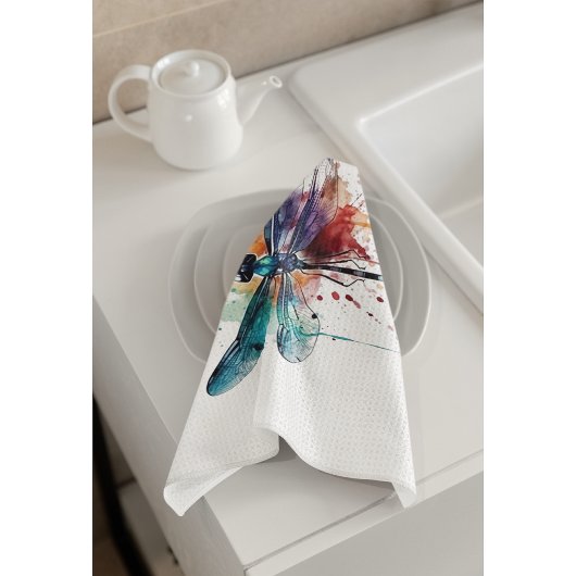 水鮮やか色トンボ キッチンタオル
