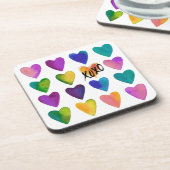 水鮮やか色ハートとXOXO コースター (左側)