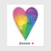 水鮮やか色ハート「愛」 シール (シート)