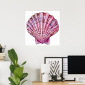 水鮮やか色ピンクの貝殻イラストレーション ポスター (ホームオフィス)