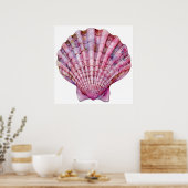 水鮮やか色ピンクの貝殻イラストレーション ポスター (キッチン)