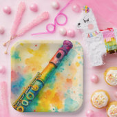 水鮮やか色フルート ペーパープレート (パーティー)