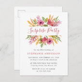 水鮮やか色フローラサプライズ誕生日パーティー インビテーションポストカード (正面/裏面)