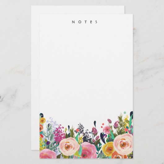水鮮やか色フローラ開花パーソナライズされた 便箋 (正面/裏面)