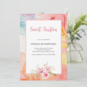 水鮮やか色フローラSweet sixteen誕生日 招待状 (スタンド正面)