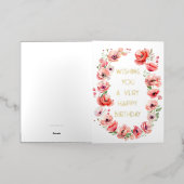 水鮮やか色ポピーハッピーバースデー 箔グリーティングカード (外側レイダウン)