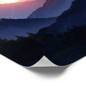 水鮮やか色マウンテンサンセット絵を描ズ ポスター (角)