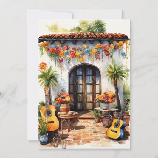 水鮮やか色メキシカン結婚フィエスタテーマ 招待状 (裏面)