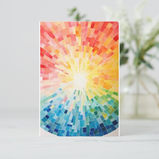 水鮮やか色モザイクグリーティングカード サンキューカード (スタンド正面)