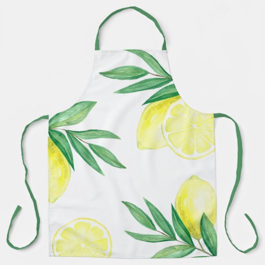 水鮮やか色レモンプリント エプロン (正面)