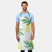 水鮮やか色レモンプリント エプロン (着用した状態)