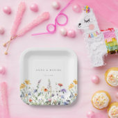 水鮮やか色ワイルドフラワー結婚ズ ペーパープレート (パーティー)