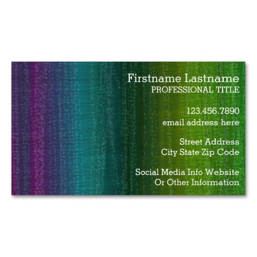 水鮮やか色抽象芸術ストライプ名前をカスタムする マグネット名刺 (正面)