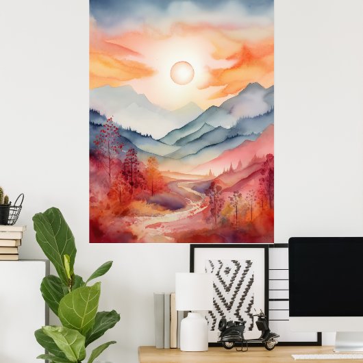 水鮮やか色景観ファインアートポスタープリント ポスター (ホームオフィス)