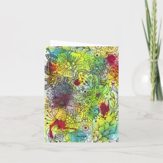 水鮮やか芸術的色とインク母の日 カード (裏面)