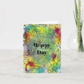 水鮮やか芸術的色とインク母の日 カード (正面)