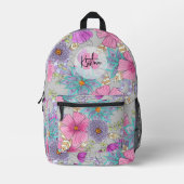 水鮮やか芸術的色・墨の花 プリントバックパック (正面)