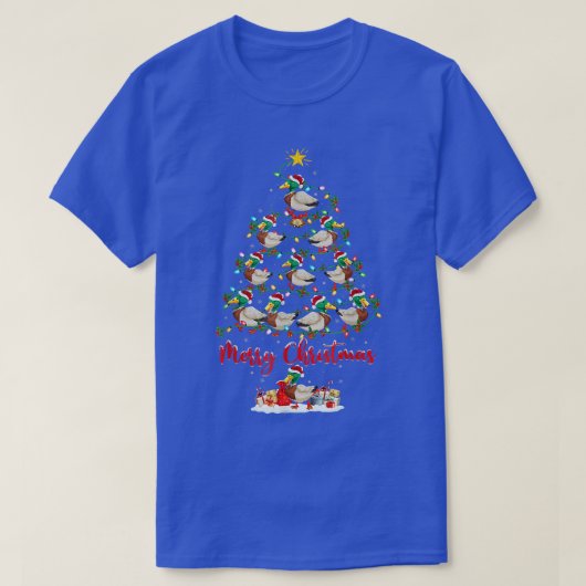 水鳥おもしろいクリスマスツリーライツおもしろいウォーターフ Tシャツ (デザイン正面)
