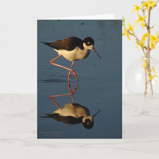 水鳥の浜鳥の渡る鳥の黒ネックの支柱 カード (黄色い花)