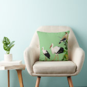 水鳥コウノトリ自然緑の葉枝 クッション (椅子)