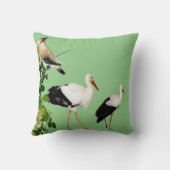 水鳥コウノトリ自然緑の葉枝 クッション (裏面)