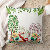 水鳥フラミンゴカップルの緑の木 クッション (ブランケット)