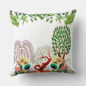 水鳥フラミンゴカップルの緑の木 クッション (裏面)