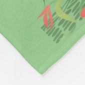 水鳥フラミンゴカップルの緑の木 フリースブランケット (角)