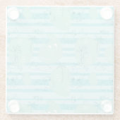 水1と遊んでいるかわいい動物 ガラスコースター (裏面)