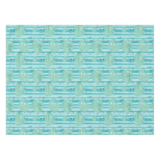 水1と遊んでいるかわいい動物 テーブルクロス (正面(横))