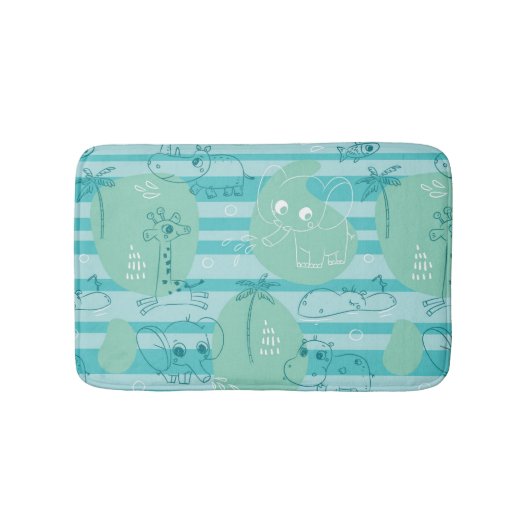 水1と遊んでいるかわいい動物 バスマット (正面)