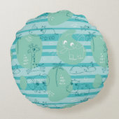 水1と遊んでいるかわいい動物 ラウンドクッション (裏面)