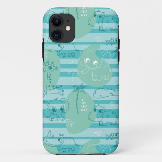 水1と遊んでいるかわいい動物 Case-Mate iPhoneケース (裏面)
