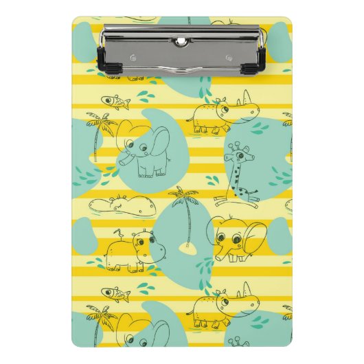 水2と遊んでいるかわいい動物 ミニクリップボード (正面)