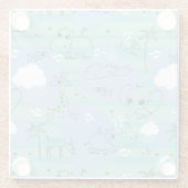 水3と遊んでいるかわいい動物 ガラスコースター (裏面)