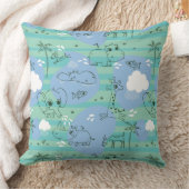 水3と遊んでいるかわいい動物 クッション (ブランケット)