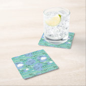 水3と遊んでいるかわいい動物 スクエアペーパーコースター (インサイチュ)