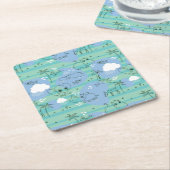 水3と遊んでいるかわいい動物 スクエアペーパーコースター (アングル)