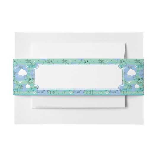 水3と遊んでいるかわいい動物 招待状ベリーバンド (正面例)