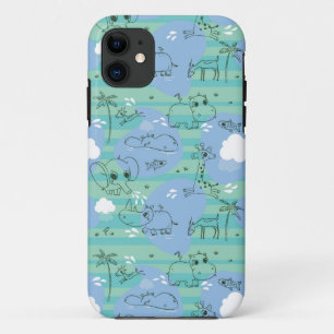 水3と遊んでいるかわいい動物 iPhone 11 ケース