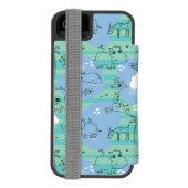 水3と遊んでいるかわいい動物 INCIPIO iPhoneウォレットケース (フォリオ裏面)