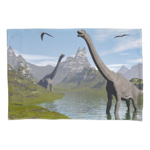 水3Dのブラキオサウルスの恐竜は描写します 枕カバー