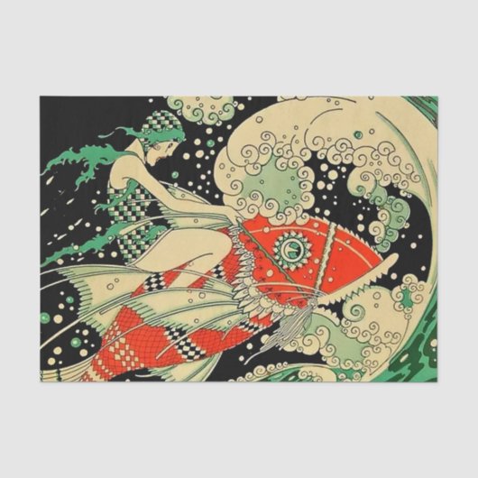「水」アールデコ Jose Carlos作 薄葉紙 (正面)