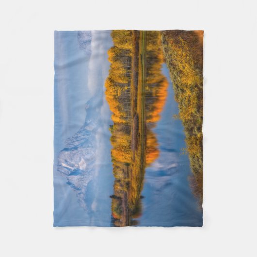 水 オックスボウベンドジャクソンワイオミング フリースブランケット (正面)