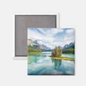 水 |カナダのジャスパー国立公園、マリーニュ湖 マグネット (正面/裏面)