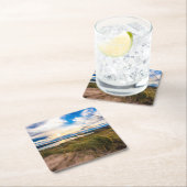 水 |グレン・レイク・スリーピング・ベア・デューンズ・ミシガン スクエアペーパーコースター (インサイチュ)