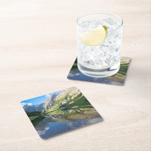 水 |スイス湖アルプス（スイス） スクエアペーパーコースター (インサイチュ)