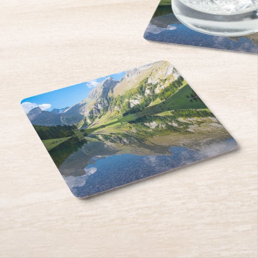 水 |スイス湖アルプス（スイス） スクエアペーパーコースター (アングル)