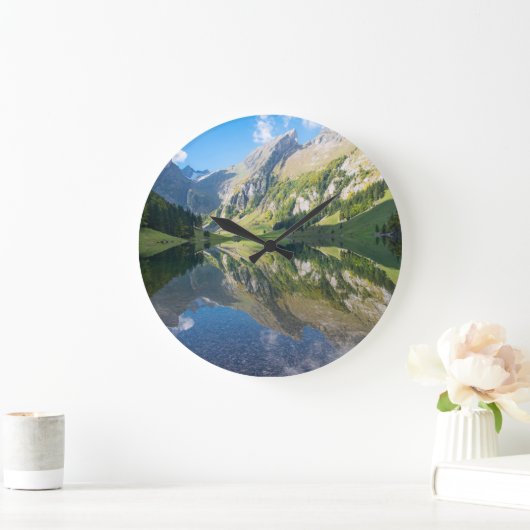 水 |スイス湖アルプス(スイス) ラージ壁時計 (ホーム)